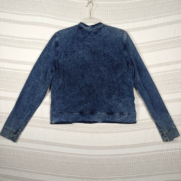 Marc New York Blue Denim Jacket Bomber Style Lined Zip Front Size XL - Picture 2 of 9